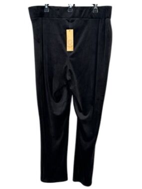 Ruby Rd pants velvet stretch black soft pull on high elastic waistband 2X